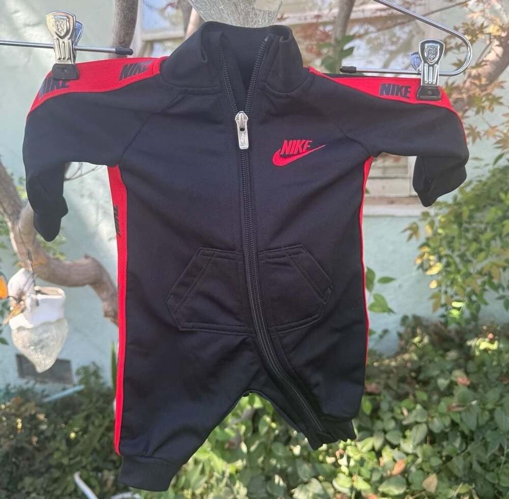 Nike Infant Full Zip Coverall Black Red